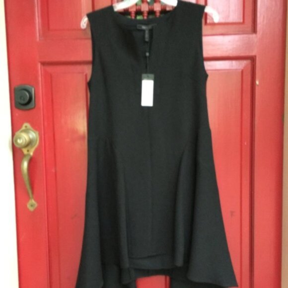 New BCBGMaxAzria Bette jacquard minimalist notch collar boxy high-low mini dress - Picture 10 of 16